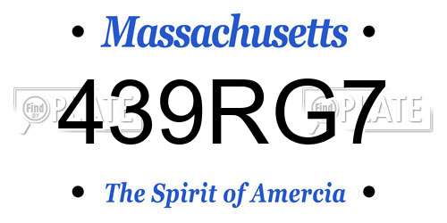 439RG7 Massachusetts License Plate