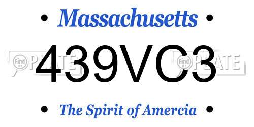 439VC3 Massachusetts License Plate