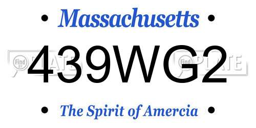 439WG2 Massachusetts License Plate