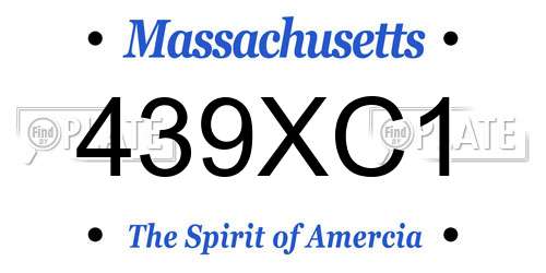 439XC1 Massachusetts License Plate