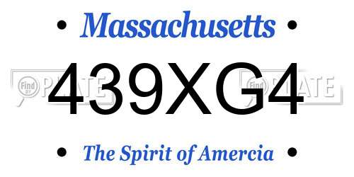 439XG4 Massachusetts License Plate