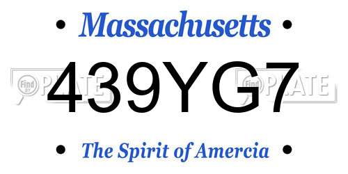 439YG7 Massachusetts License Plate