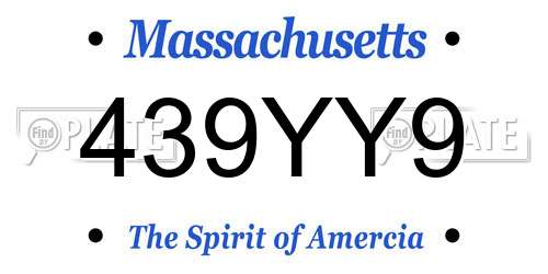 439YY9 Massachusetts License Plate