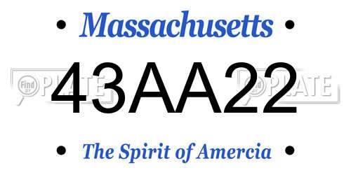 43AA22 Massachusetts License Plate