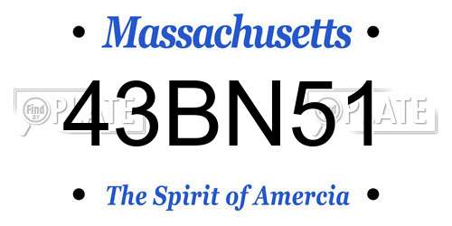 43BN51 Massachusetts License Plate
