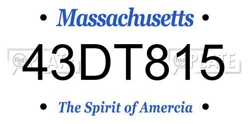 43DT815 Massachusetts License Plate