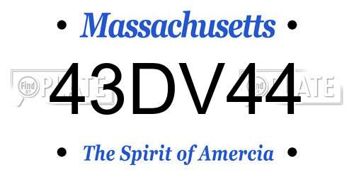 43DV44 Massachusetts License Plate