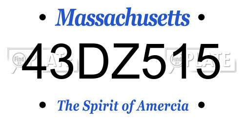 43DZ515 Massachusetts License Plate