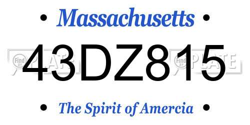 43DZ815 Massachusetts License Plate
