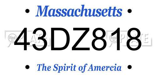 43DZ818 Massachusetts License Plate