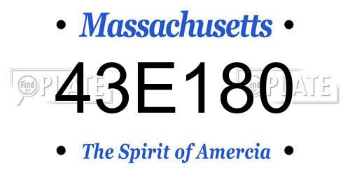 43E180 Massachusetts License Plate