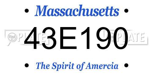 43E190 Massachusetts License Plate