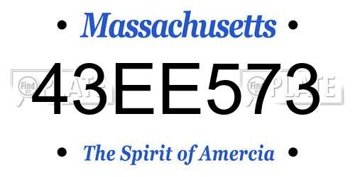 43EE573 Massachusetts License Plate