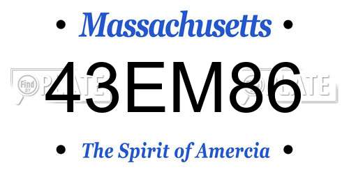 43EM86 Massachusetts License Plate