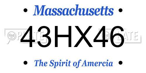 43HX46 Massachusetts License Plate