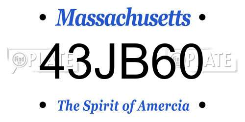 43JB60 Massachusetts License Plate
