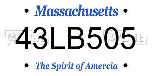 43LB505 Massachusetts License Plate