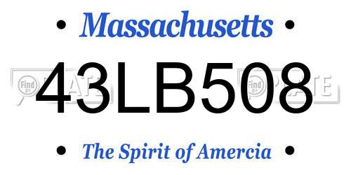 43LB508 Massachusetts License Plate
