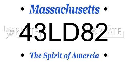 43LD82 Massachusetts License Plate