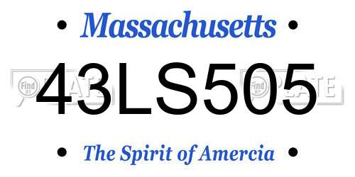 43LS505 Massachusetts License Plate