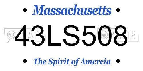 43LS508 Massachusetts License Plate