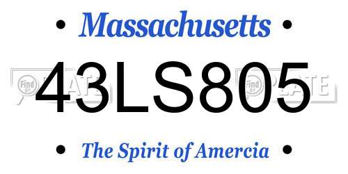 43LS805 Massachusetts License Plate