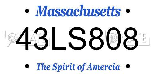 43LS808 Massachusetts License Plate