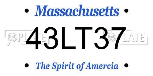 43LT37 Massachusetts License Plate