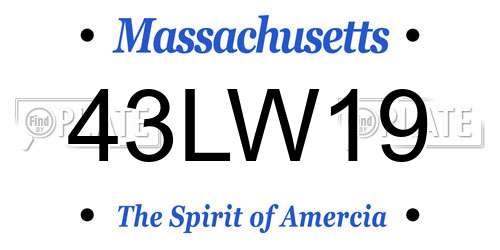 43LW19 Massachusetts License Plate