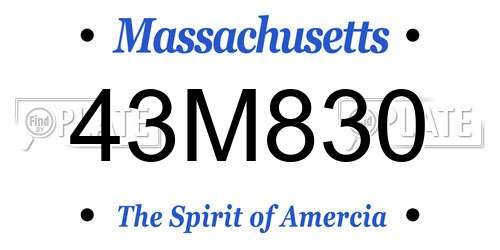 43M830 Massachusetts License Plate