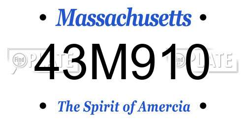 43M910 Massachusetts License Plate