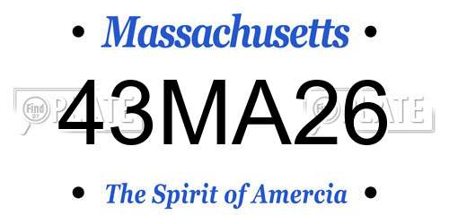 43MA26 Massachusetts License Plate