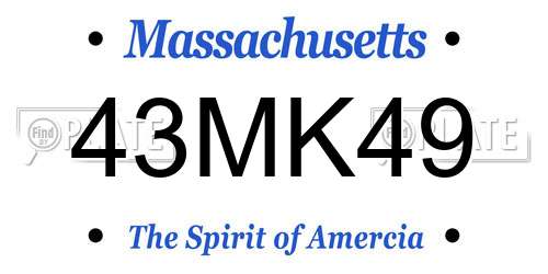 43MK49 Massachusetts License Plate