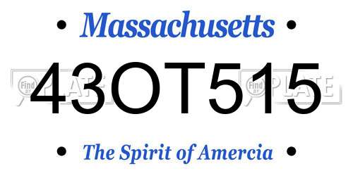 43OT515 Massachusetts License Plate