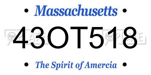 43OT518 Massachusetts License Plate