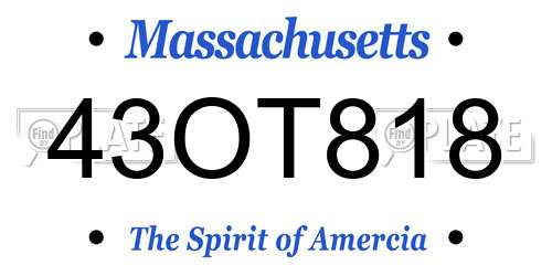 43OT818 Massachusetts License Plate