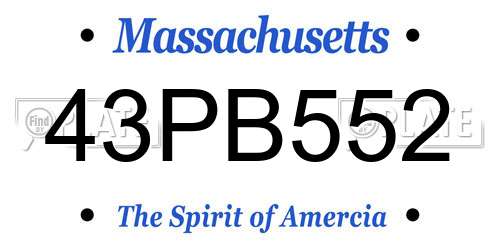 43PB552 Massachusetts License Plate