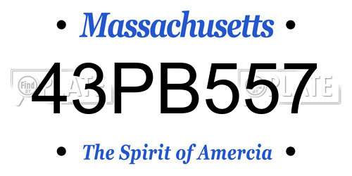 43PB557 Massachusetts License Plate
