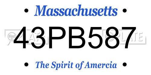 43PB587 Massachusetts License Plate