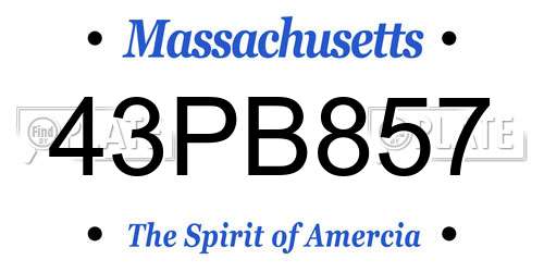 43PB857 Massachusetts License Plate