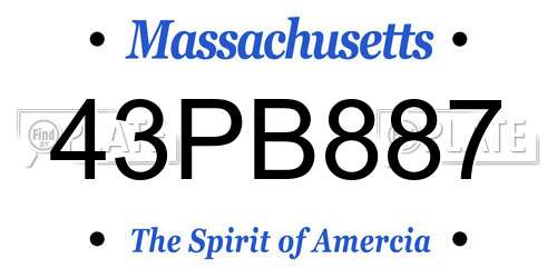 43PB887 Massachusetts License Plate