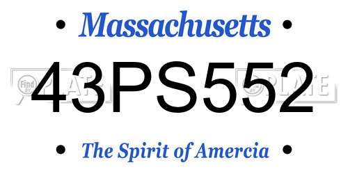 43PS552 Massachusetts License Plate