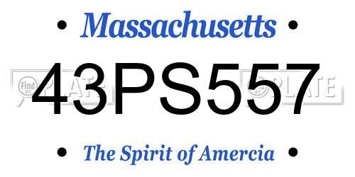 43PS557 Massachusetts License Plate