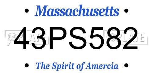 43PS582 Massachusetts License Plate