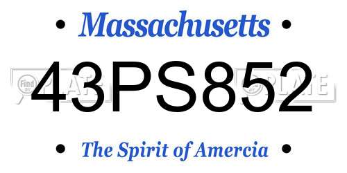 43PS852 Massachusetts License Plate