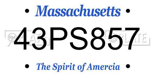 43PS857 Massachusetts License Plate