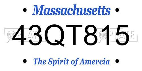 43QT815 Massachusetts License Plate