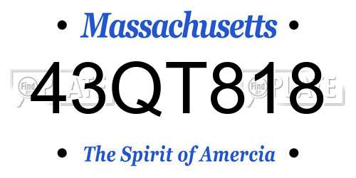 43QT818 Massachusetts License Plate