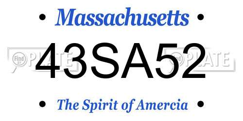 43SA52 Massachusetts License Plate