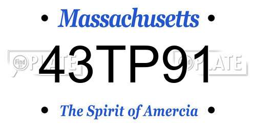43TP91 Massachusetts License Plate